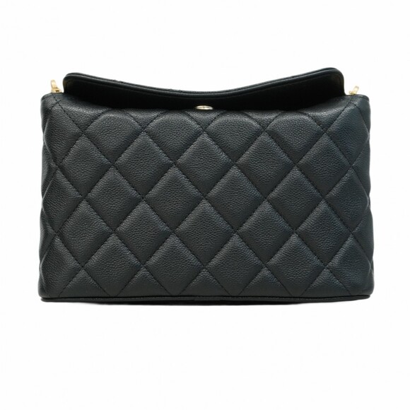 Chanel Matelasse Shoulder Bag with Chain, Caviar Skin, Black, Women's - Picture 9 of 9